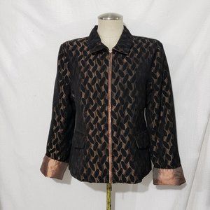 Laura Max Black/beige 2 way Zip Blazer jacket